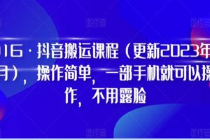 D1G·抖音搬运课程（更新2023年10月），操作简单，一部手机就可以操作，不用露脸