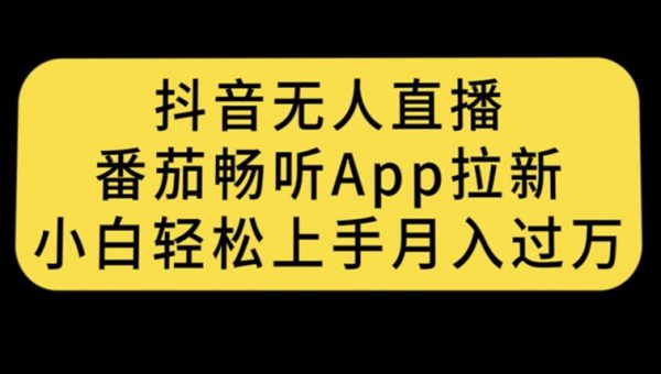 抖音无人直播，番茄畅听APP拉新，小白轻松上手月入过万