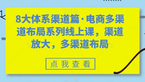 8大体系渠道篇·电商多渠道布局系列线上课，渠道放大，多渠道布局