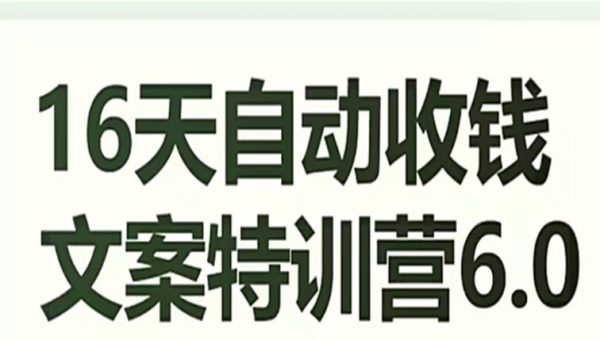 16天自动收钱文案特训营6.0，学会儿每天自动咔咔收钱