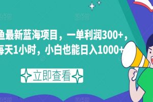 闲鱼最新蓝海项目，一单利润300+，每天1小时，小白也能日入1000+