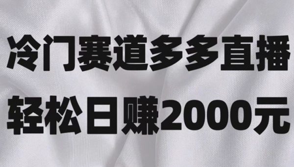 冷门赛道拼多多直播，简单念稿子，日收益2000＋