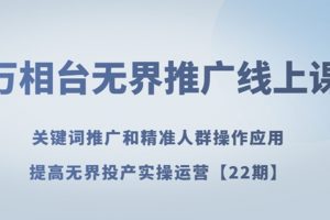 万相台无界推广线上课关键词推广和精准人群操作应用，提高无界投产实操运营【22期】