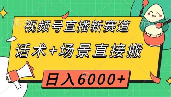 视频号直播新赛道，话术+场景直接搬，日入6000+