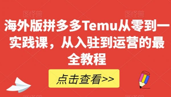 海外版拼多多Temu从零到一实践课，从入驻到运营的最全教程