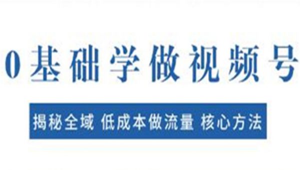 《0基础学做视频号》低成本做流量，核心方法快速出爆款