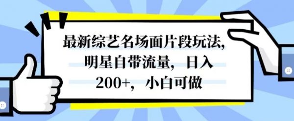 最新综艺名场面片段玩法，明星自带流量，日入200+，小白可做