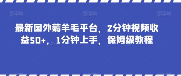 最新国外薅羊毛平台，2分钟视频收益50+，1分钟上手，保姆级教程