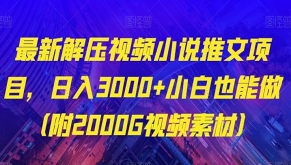 最新解压视频小说推文项目，日入3000+小白也能做（附2000G视频素材）