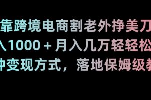 靠跨境电商割老外挣美刀，日入1000＋月入几万轻轻松松！多种变现方式，落地保姆级教程