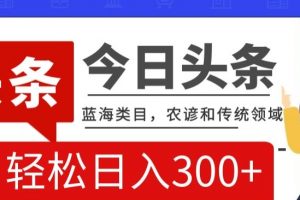 AI头条传统和农谚领域，蓝海类目，搬运+AI优化，轻松日入300+