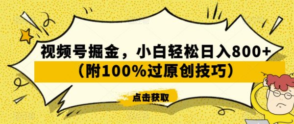 视频号掘金，小白轻松日入800+（附100%过原创技巧）