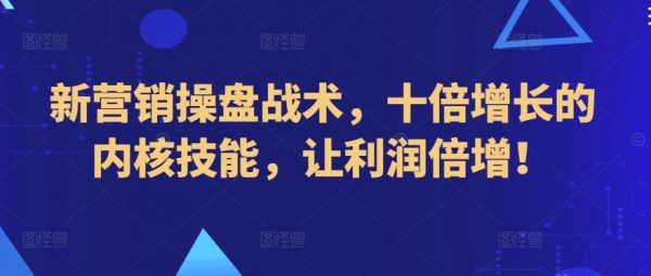 新营销操盘战术，十倍增长的内核技能，让利润倍增