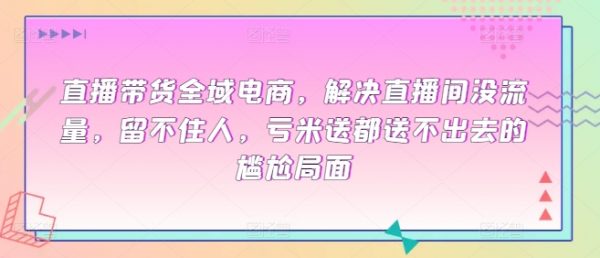 全域电商直播带货，解决直播间没流量、留不住人