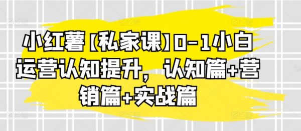 小红薯私家课，0-1小白运营认知提升，认知篇+营销篇+实战篇