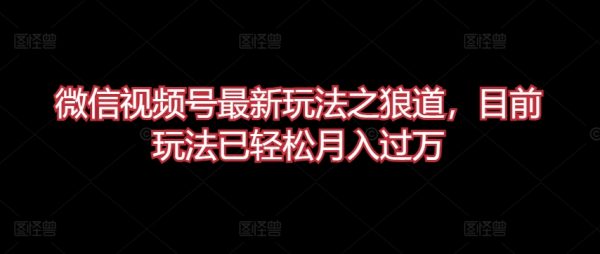 微信视频号最新玩法之狼道，轻松月入过万