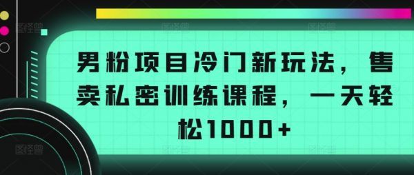 男粉项目冷门新玩法，售卖私密训练课程，一天轻松1000+