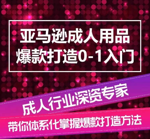 《0-1入门亚马逊成人用品爆款打造》系统化讲解成人用品爆款打造流程