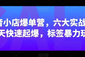 抖音小店爆单六大实战篇，7天快速起爆，标签暴力玩法