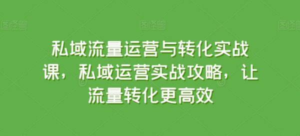 私域流量运营与转化实战课