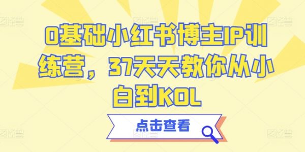 0基础小红书博主IP训练营课，37天天教你从小白到KOL