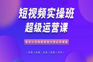 短视频实操运营课，小白到短视频大神必修课程