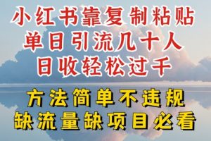 小红书靠复制粘贴单日引流几十人目收轻松过千，方法简单不违规