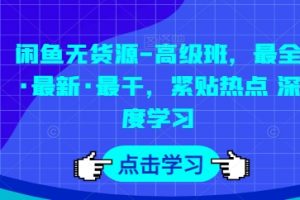 闲鱼无货源高级班，最全·最新·最干，紧贴热点 深度学习