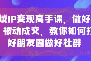 私域IP变现高手课，教你如何打造好朋友圈做好社群