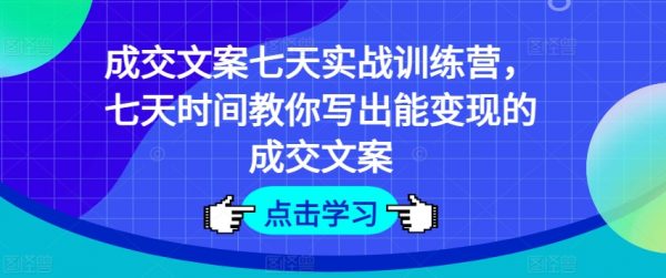 成交文案实战训练营教程，七天时间教你写出能变现的成交文案