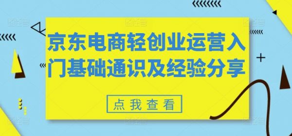 京东电商轻创业运营入门基础通识及经验分享