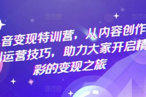 抖音变现特训营教程，从内容创作到运营技巧，助力开启精彩变现之旅