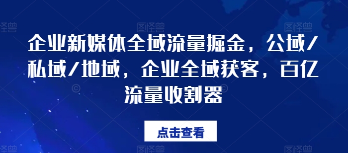 企业新媒体全域流量掘金