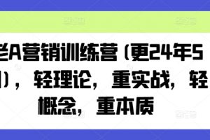 最近老A营销训练营教程，轻理论，重实战，轻概念，重本质