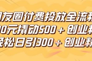 朋友圈高效付费投放全流程，100元撬动500+创业粉，日引流300加精准创业粉