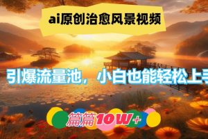 ai原创治愈风景视频，引爆流量池，小白也能轻松上手，篇篇10w+