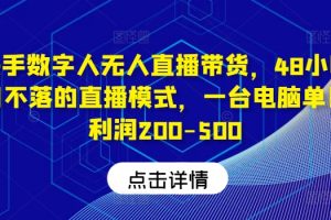 快手数字人无人直播带货，48小时日不落的直播模式，一台电脑单日利润200-500（0827更新）