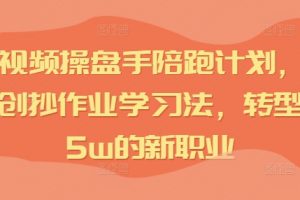 IP短视频操盘手陪跑计划，全平台独创抄作业学习法，转型月入5w的新职业