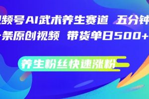 视频号AI武术养生赛道，五分钟一条原创视频，带货单日几张，养生粉丝快速涨粉