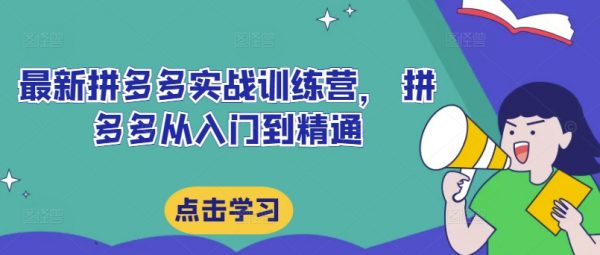 最新拼多多实战训练营， 拼多多从入门到精通