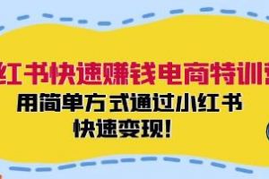 《小红书快速赚钱电商特训营》用简单方式通过小红书快速变现