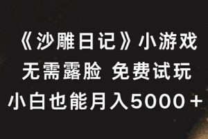 《沙雕日记》小游戏，无需露脸免费试玩，小白也能月入5000+