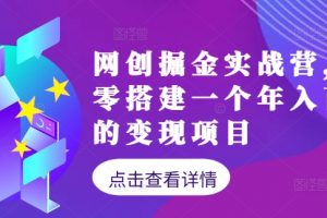 网创掘金实战营，从零搭建一个年入百万的变现项目