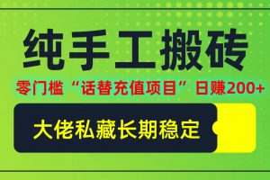 纯搬砖零门槛“话替充值项目”日赚200+(大佬私藏)