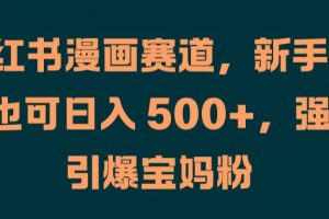 小红书漫画赛道，新手小白也可日入 500+，强势引爆宝妈粉