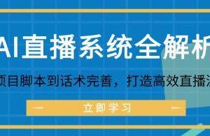 《AI直播系统全解析》从项目脚本到话术完善，打造高效直播流程