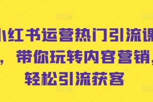 小红书运营热门引流课程，带你玩转内容营销，轻松引流获客