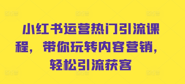 小红书运营热门引流课程