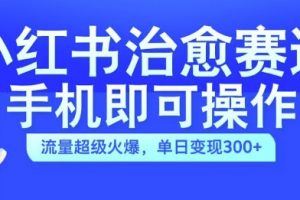 小红书治愈视频赛道，手机即可操作，流量超级火爆，单日变现300+