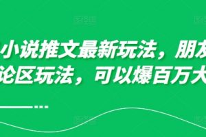 10月小说推文最新玩法，朋友圈图文评论区玩法，可以爆百万大流量